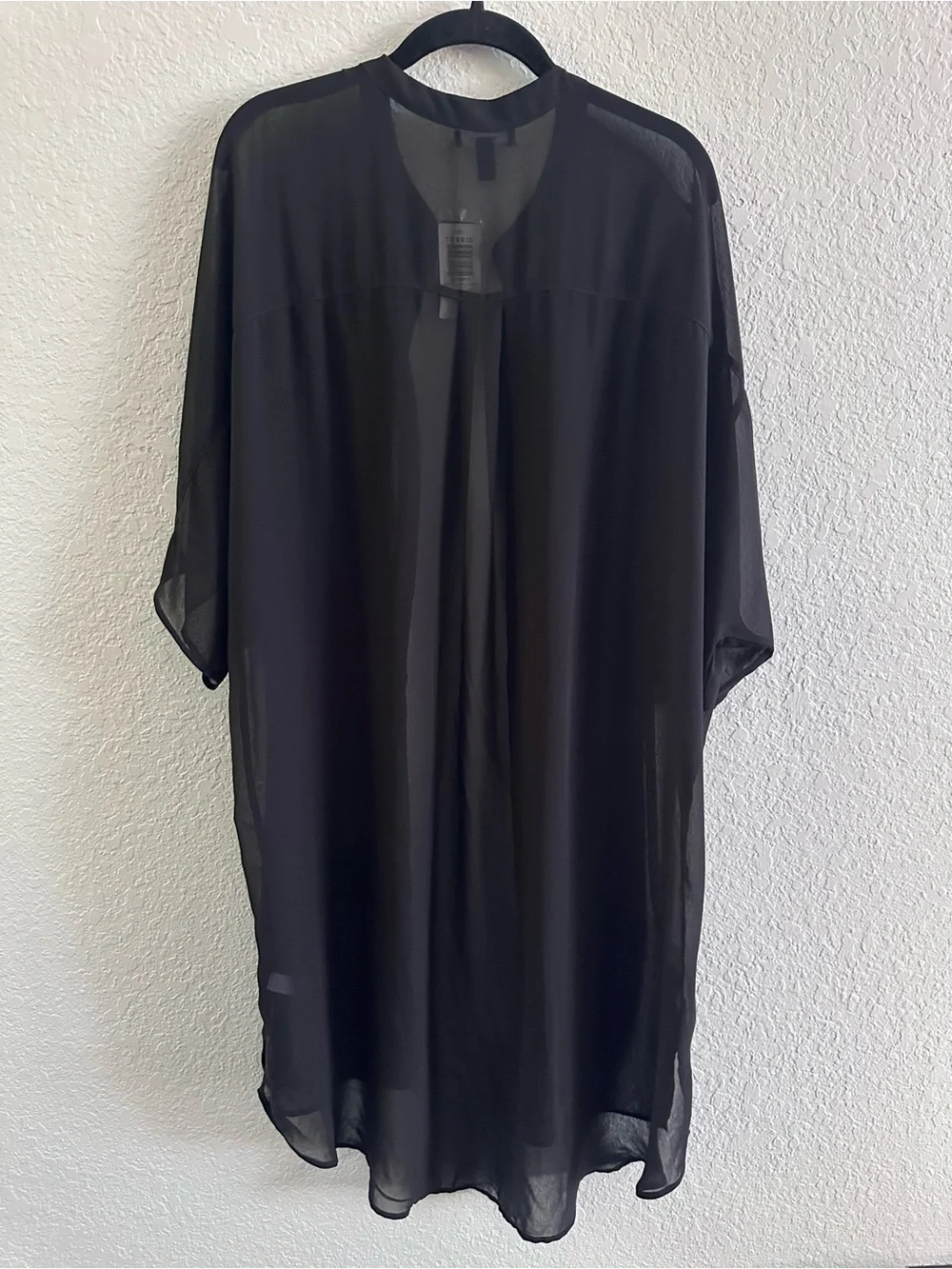 NWT Torrid Chiffon Button Front Dolman Kimono Duster Black Size 0 Large 12